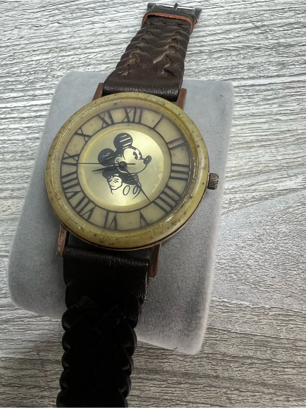 Vintage Fossil Mickey Mouse watch with brown band